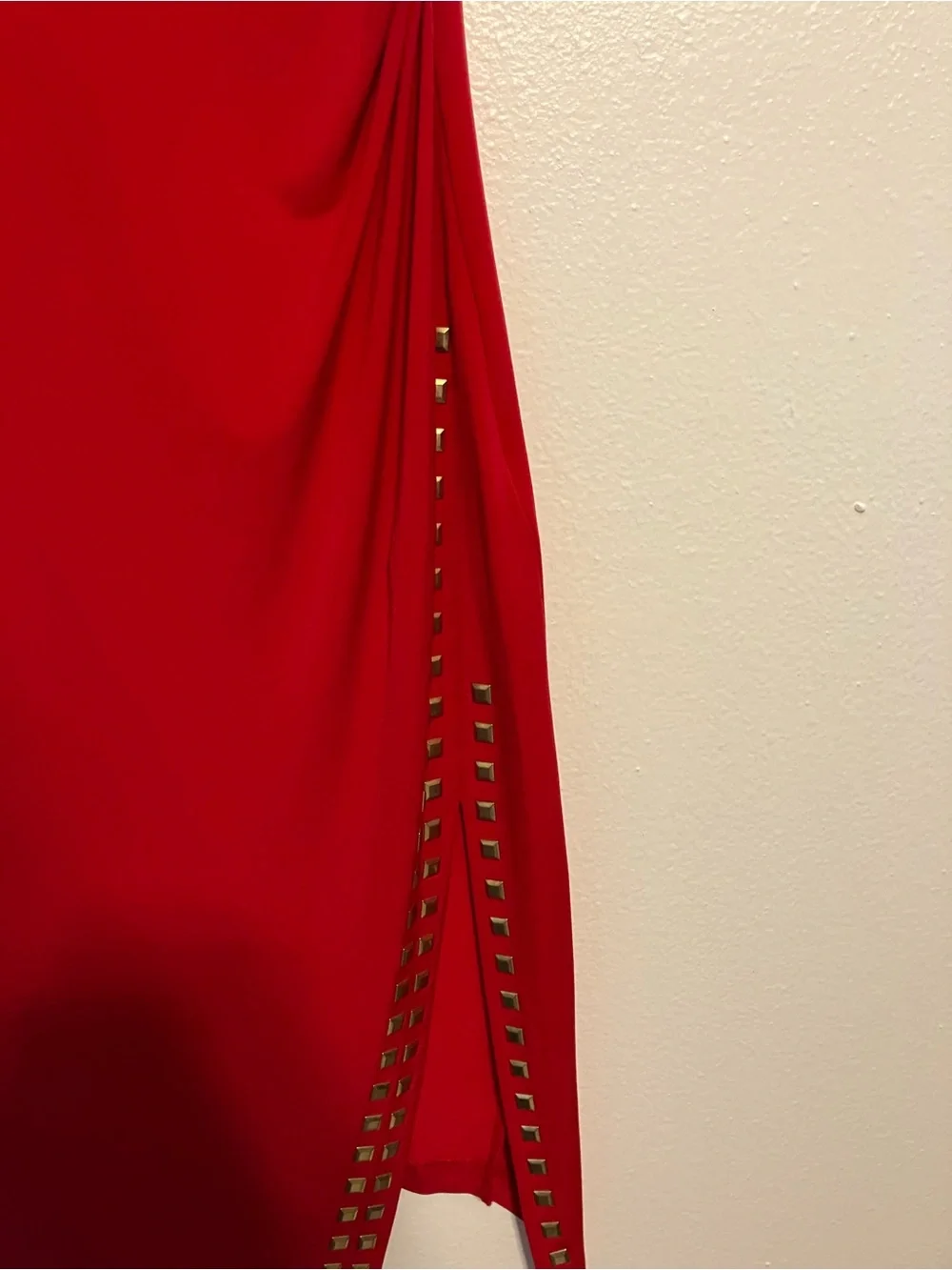 Michael Kors Red Sleeveless Sheath Dress with Gold Studs